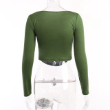 Knit Long Sleeve Casual Bottom Shirt FL-22150