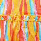 Sexy Stripe Print Wrap Chest Tops And Skirt Two Piece Set BY-6646