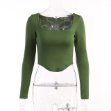 Knit Long Sleeve Casual Bottom Shirt FL-22150