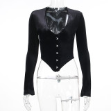 Long Sleeve Sexy V-Neck Top FL-23397