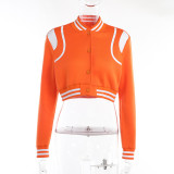 Long Sleeve Color Contrast Short Baseball Coat FL-23401