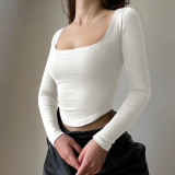 Knit Long Sleeve Casual Bottom Shirt FL-22150