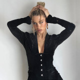 Long Sleeve Sexy V-Neck Top FL-23397
