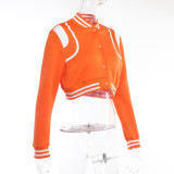 Long Sleeve Color Contrast Short Baseball Coat FL-23401