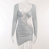 Long Sleeve Hollow Out Party Dress FL-22400