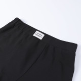 Knit Crew Neck Long Sleeve Shorts Two Piece Set FL-22411