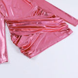 Fashion Metallic Long Sleeve Slim Mini Dress FL-23373