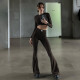 Casual Long Sleeve Tops And Micro Flare Pant 2 Piece Set FL-23423