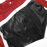 Fashion Contrast Color Short Leather Coat FL-YY23427
