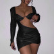 Long Sleeve Hollow Out Party Dress FL-22400