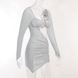 Long Sleeve Hollow Out Party Dress FL-22400