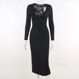Sexy V Neck Solid Color Bandage Dress FL-22424