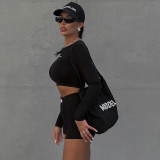 Knit Crew Neck Long Sleeve Shorts Two Piece Set FL-22411