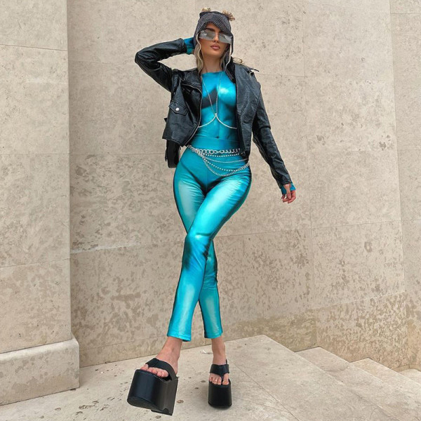 Casual Print Sling Tops And Pants Skinny 2 Piece Set FL-23266