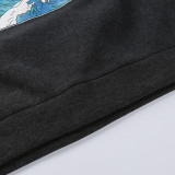 Knit Crew Neck Printed Long Sleeve Sweatshirt FL-21060