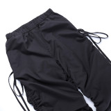 Drawstring Hole Breaking Casual Loose Wide Leg Pants FL-22031