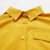 Solid Color Long Sleeve Tie Up Shirt Dress GYLY-10211