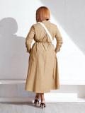 Solid Color Long Sleeve Tie Up Shirt Dress GYLY-10211