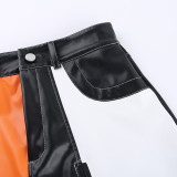 Zipper Clash Sexy Leather Skirt FL-23406