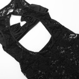 Lace Printed See Through Hollow Out Jumpsuit FL-23515