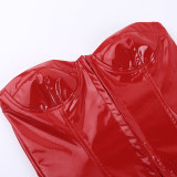 Sexy Wrap Chest Backless Leather Mini Dress FL-23454