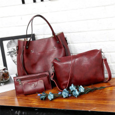 Solid Color Tote Shoulder Crossbody Bag Four Piece Set HCFB-31209