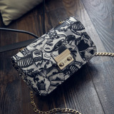 Printed Chain Lock Clasp Crossbody Small Square Bag HCFB-239778