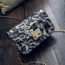 Printed Chain Lock Clasp Crossbody Small Square Bag HCFB-239778