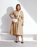 Solid Color Long Sleeve Tie Up Shirt Dress GYLY-10211
