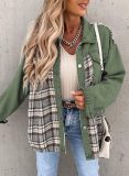 Denim Long Sleeve Plaid Shirt Jacket GOFY-W220239