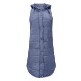 Plus Size Solid Hooded Single Breasted Cotton-padded Clothes Jacket GOFY-BK4567