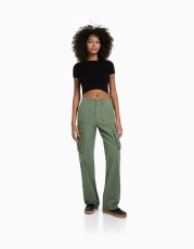 Plus Size Soldi Color Slim Straight Pants GOFY-714471890972