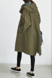 Plus Size Solid Color Long Sleeve Hooded Wind Coat GOFY-X2279