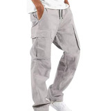 Men Plus Size Solid Color Drawstring Pocket Pant GOFY-008