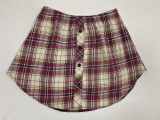 Plus Size Layered Underlay Bottom Half Plaid Skirt GOFY-15888