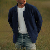 Men Plus Size Solid Color Fashion Single Breasted Jacket Coat GOFY-D25