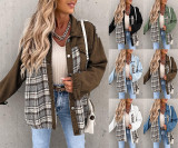 Denim Long Sleeve Plaid Shirt Jacket GOFY-W220239