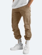 Men Plus Size Solid Color Drawstring Pocket Pant GOFY-008