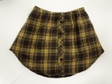 Plus Size Layered Underlay Bottom Half Plaid Skirt GOFY-15888