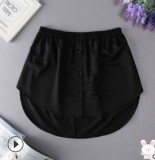 Plus Size Layered Underlay Bottom Half Plaid Skirt GOFY-15888