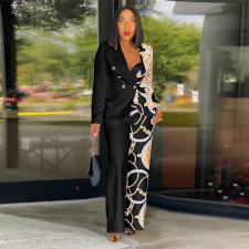Long Sleeve Printed Blazer Two Piece Pants Set YF-10602