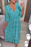 Plus Size Half Sleeve Loose Print Dress  GOFY-23010