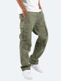 Men Plus Size Solid Color Drawstring Pocket Pant GOFY-008