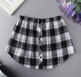 Plus Size Layered Underlay Bottom Half Plaid Skirt GOFY-15888