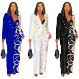 Long Sleeve Printed Blazer Two Piece Pants Set YF-10602