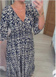 Plus Size Half Sleeve Loose Print Dress  GOFY-23010