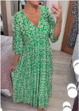Plus Size Half Sleeve Loose Print Dress  GOFY-23010