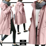 Plus Size Solid Color Long Sleeve Hooded Wind Coat GOFY-X2279