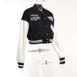 Contrast Color Print Baseball Jacket FL-23439