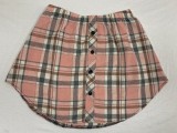 Plus Size Layered Underlay Bottom Half Plaid Skirt GOFY-15888